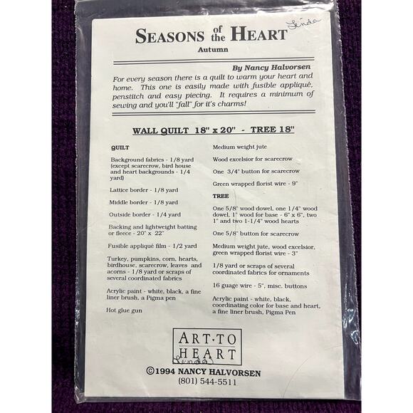 quilt pattern mini quilt blocks seasons of the heart autumn quilt and tree - Picture 4 of 7